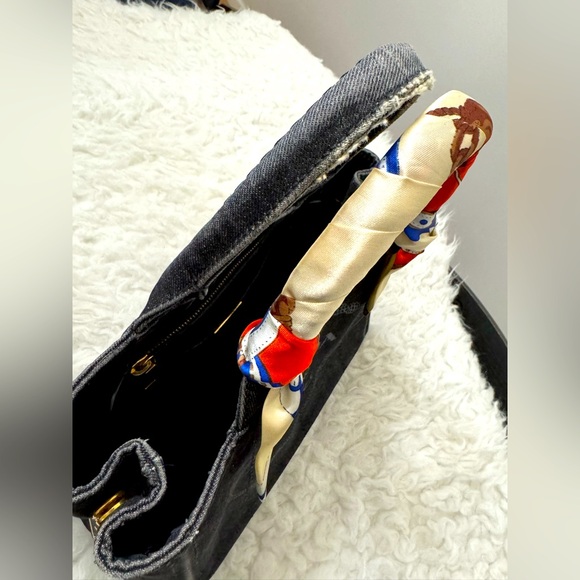 PRADA Black Denim Logo-Print Small Tote Bag - Picture 13 of 16